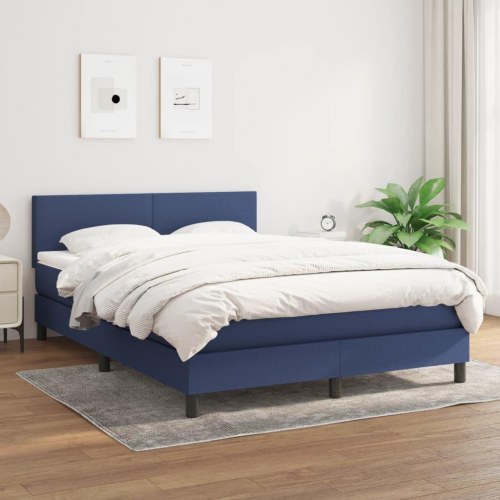 Kontinentalseng med madras 140×200 cm - stof, blå
