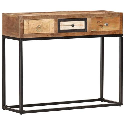Konsolbord 90x30x75 cm massivt genbrugstræ guldfarvet