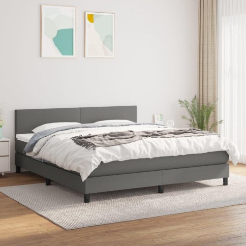 Kontinentalseng med madras 160×200 cm - stof, mørkegrå