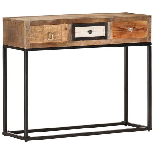 Konsolbord 90x30x75 cm massivt genbrugstræ guldfarvet