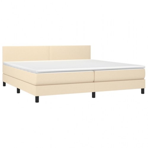 Kontinentalseng med madras 200 x 200 cm - stof, cremefarvet