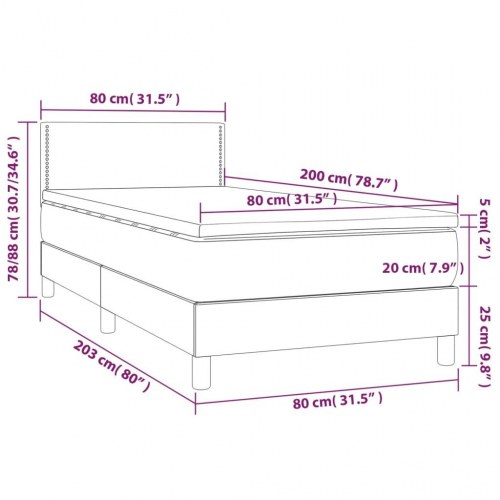 Kontinentalseng med madras 80×200 cm - stof, sort