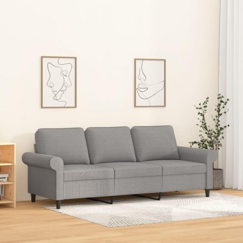 3-personers sofa 180 cm stof lysegrå