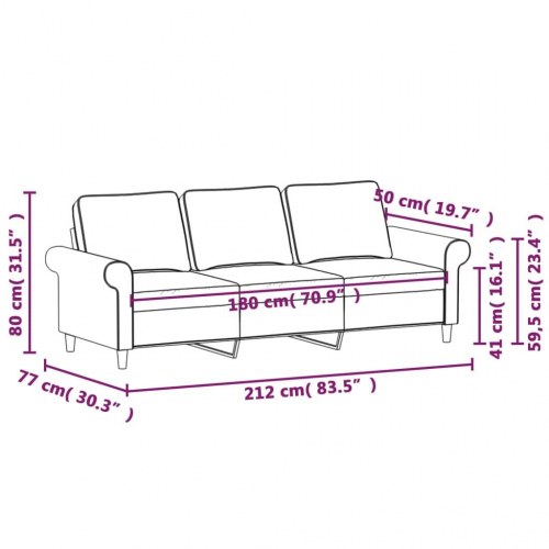 3-personers sofa 180 cm stof lysegrå