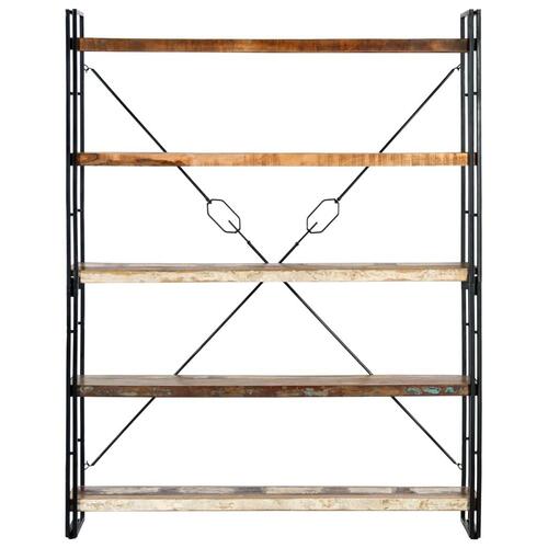 Bogreol med 5 hylder 140x30x180 cm massivt genbrugstræ