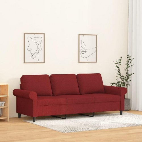 3-personers sofa 180 cm stof vinrød