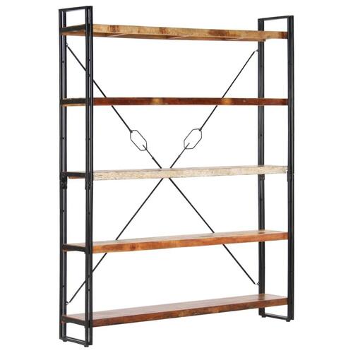 Bogreol med 5 hylder 140x30x180 cm massivt genbrugstræ