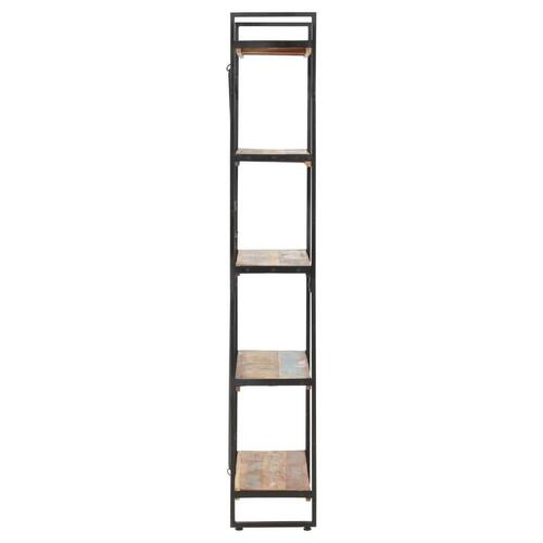 Bogreol med 5 hylder 90x30x180 cm massivt genbrugstræ