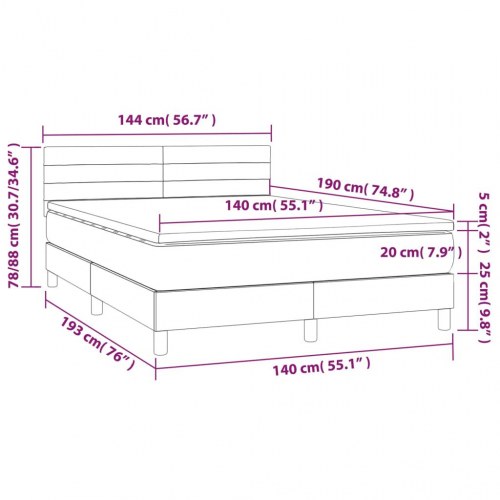 Kontinentalseng med madras 140x190 cm - stof, cremefarvet