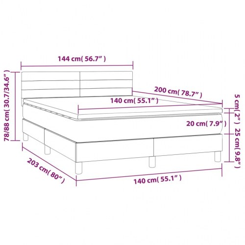 Kontinentalseng med madras 140×200 cm - stof, sort