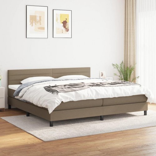 Kontinentalseng med madras 200x200 cm - stof gråbrun
