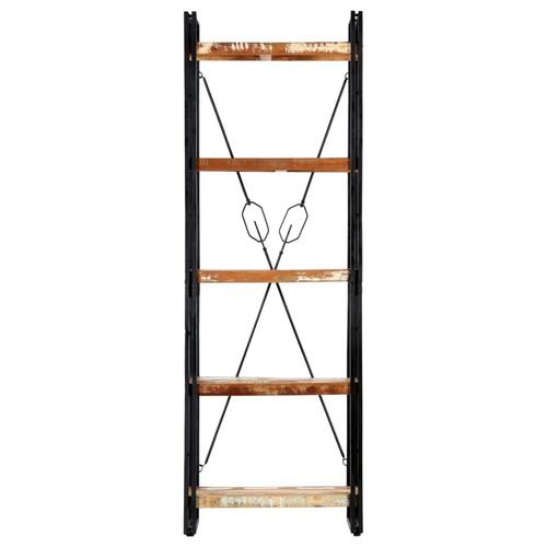 Bogreol med 5 hylder 60x30x180 cm massivt genbrugstræ