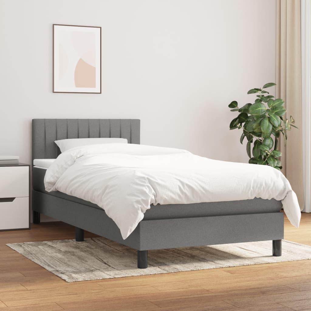 Kontinentalseng med madras 100x200 cm stof mørkegrå