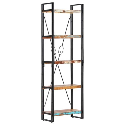 Bogreol med 5 hylder 60x30x180 cm massivt genbrugstræ