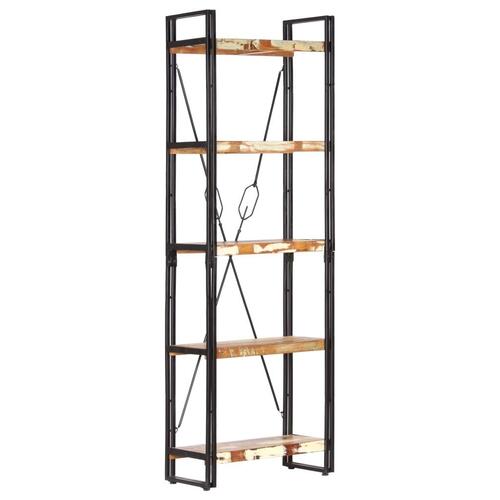 Bogreol med 5 hylder 60x30x180 cm massivt genbrugstræ