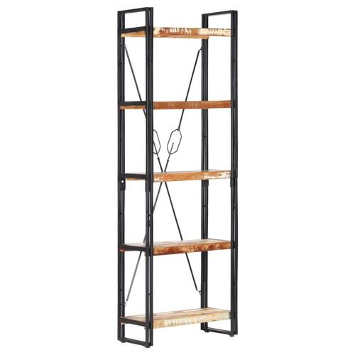 Bogreol med 5 hylder 60x30x180 cm massivt genbrugstræ