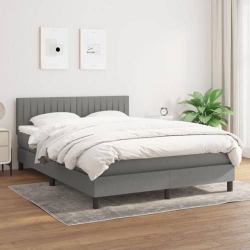 Kontinentalseng med madras 140x190 cm - stof, mørkegrå