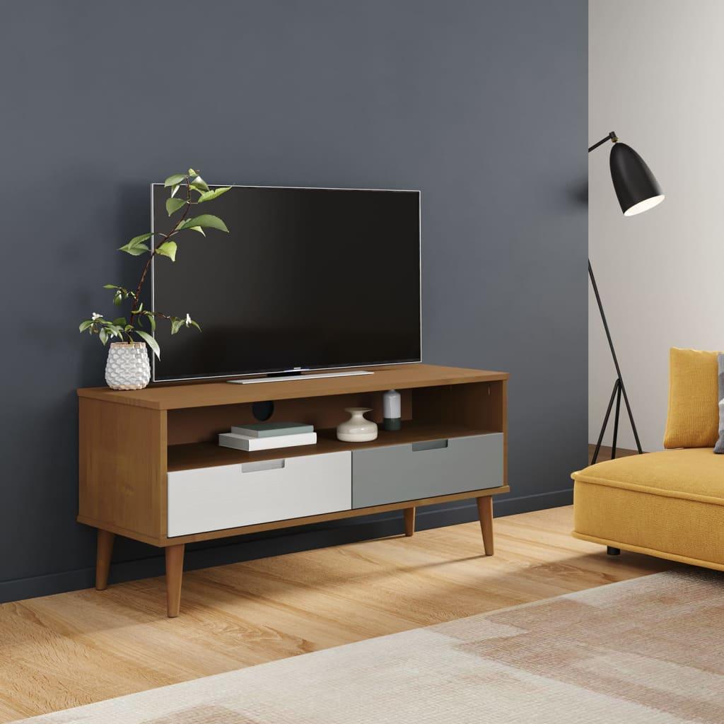 Tv-skab MOLDE 106x40x49 cm massivt fyrretræ brun