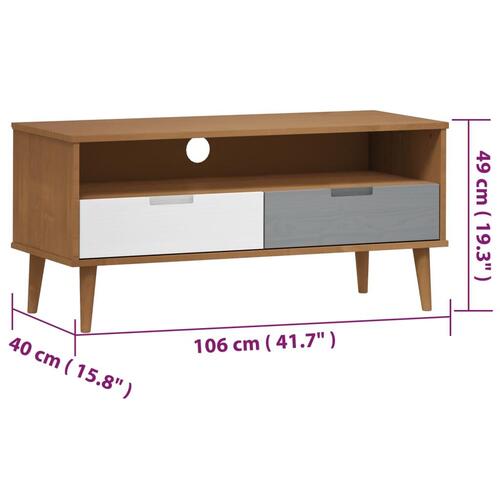Tv-skab MOLDE 106x40x49 cm massivt fyrretræ brun