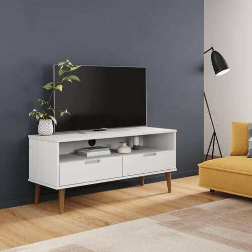 Tv-skab MOLDE 106x40x49 cm massivt fyrretræ hvid
