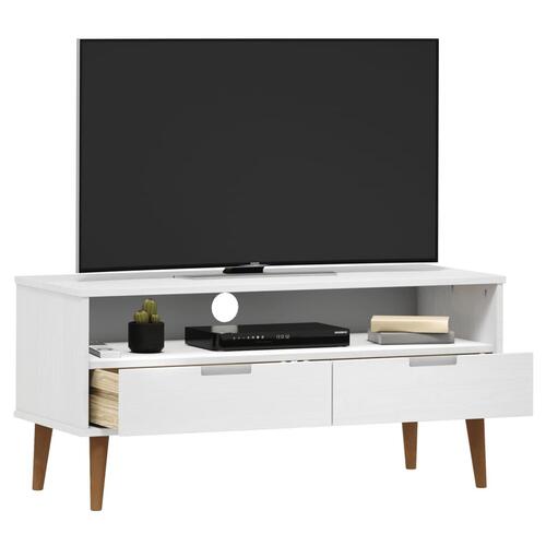 Tv-skab MOLDE 106x40x49 cm massivt fyrretræ hvid