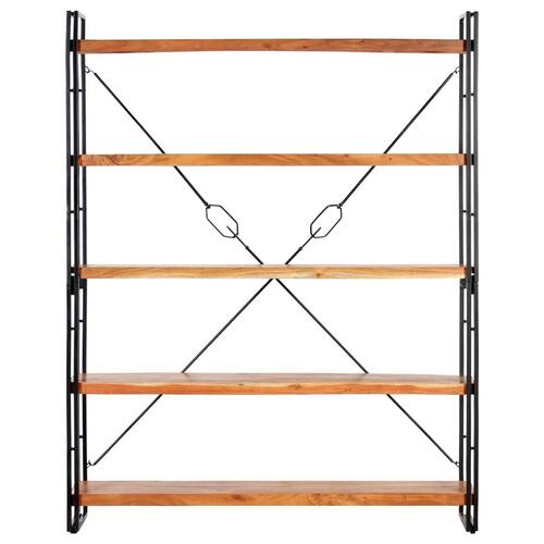 Bogreol i 5 niveauer 140x30x180 cm massivt akacietræ