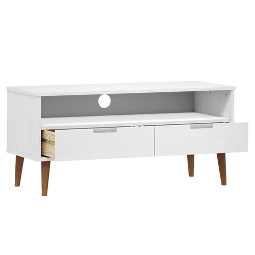 Tv-skab MOLDE 106x40x49 cm massivt fyrretræ hvid