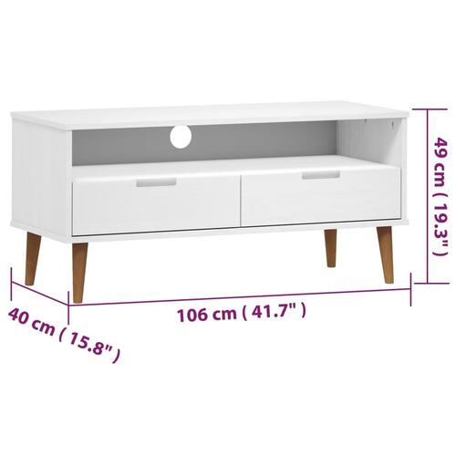 Tv-skab MOLDE 106x40x49 cm massivt fyrretræ hvid