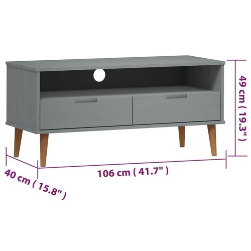 Tv-skab MOLDE 106x40x49 cm massivt fyrretræ grå