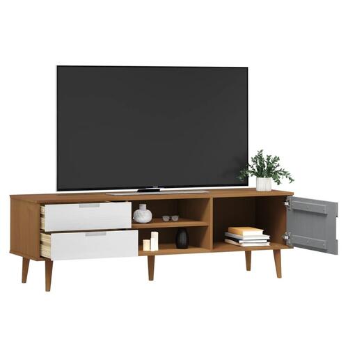 Tv-skab MOLDE 158x40x49 cm massivt fyrretræ brun
