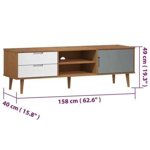 Tv-skab MOLDE 158x40x49 cm massivt fyrretræ brun