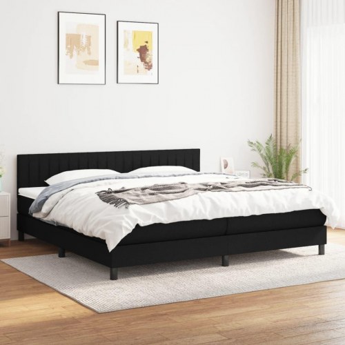 Kontinentalseng med madras 200x200 cm - stof, sort
