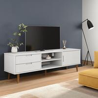 Tv-skab MOLDE 158x40x49 cm massivt fyrretræ hvid