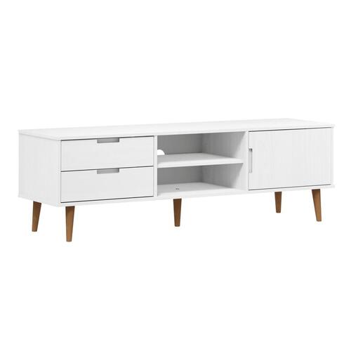 Tv-skab MOLDE 158x40x49 cm massivt fyrretræ hvid