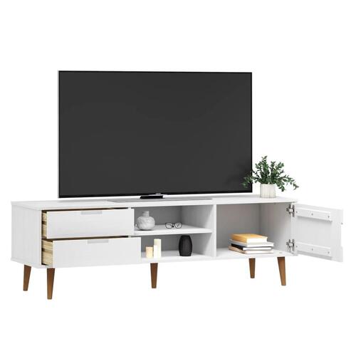Tv-skab MOLDE 158x40x49 cm massivt fyrretræ hvid