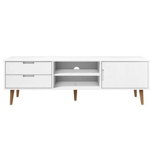 Tv-skab MOLDE 158x40x49 cm massivt fyrretræ hvid