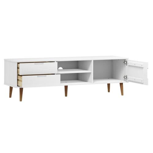 Tv-skab MOLDE 158x40x49 cm massivt fyrretræ hvid