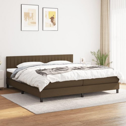 Kontinentalseng med madras 200x200 cm - stof, mørkebrun