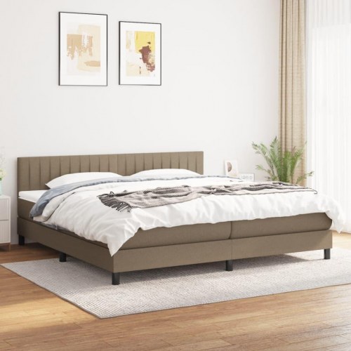 Kontinentalseng med madras 200 x 200 cm - stof gråbrun