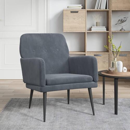 Lænestol 62x79x79 cm velour mørkegrå
