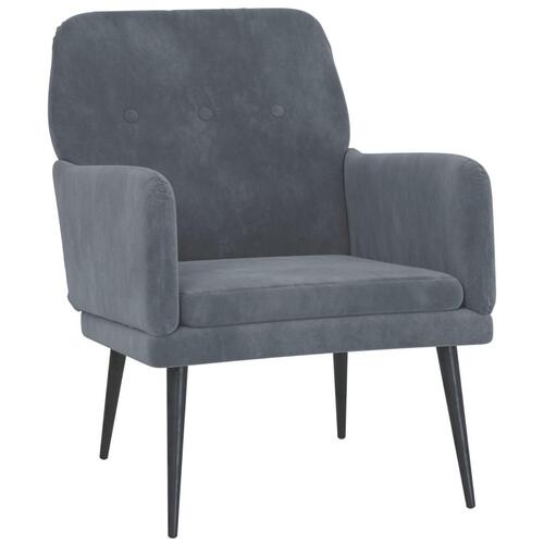 Lænestol 62x79x79 cm velour mørkegrå