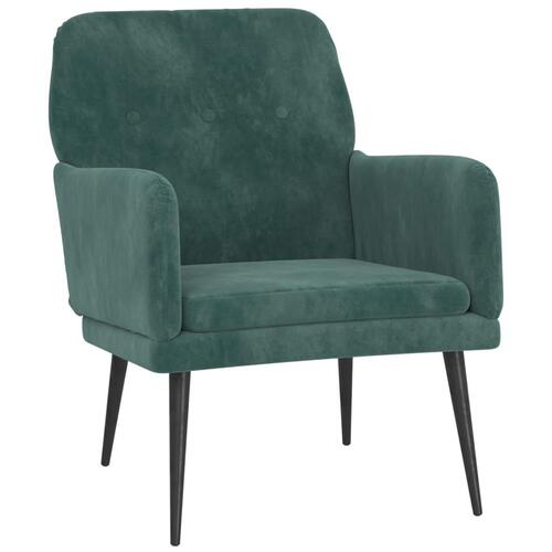 Lænestol 62x79x79 cm velour mørkegrøn