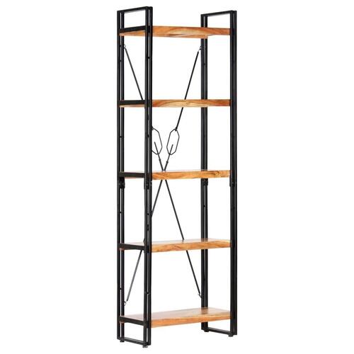 Bogreol i 5 niveauer 60x30x180 cm massivt akacietræ