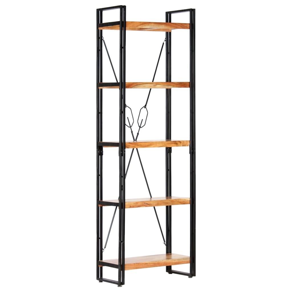 Bogreol i 5 niveauer 60x30x180 cm massivt akacietræ