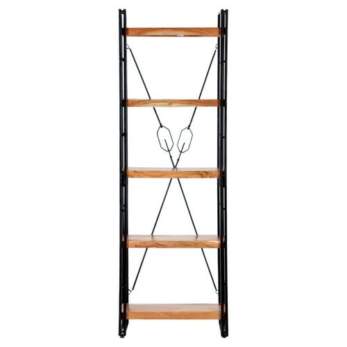 Bogreol i 5 niveauer 60x30x180 cm massivt akacietræ