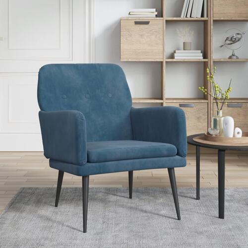 Lænestol 62x79x79 cm velour blå