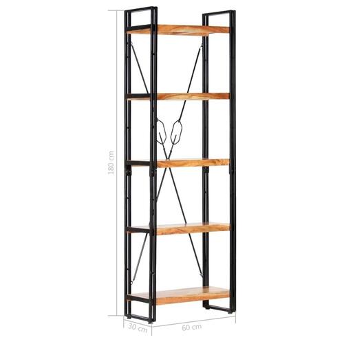 Bogreol i 5 niveauer 60x30x180 cm massivt akacietræ