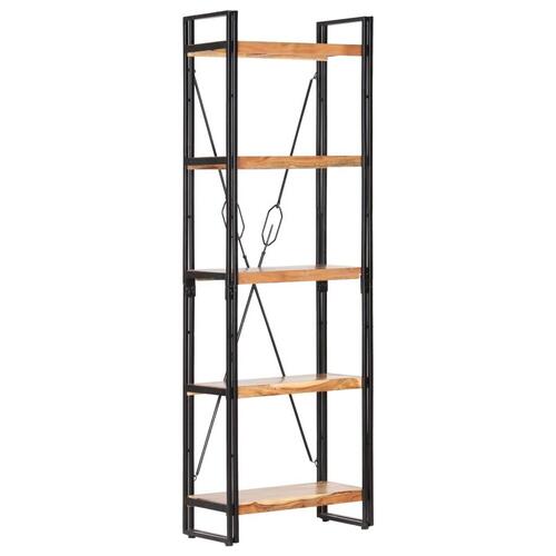 Bogreol i 5 niveauer 60x30x180 cm massivt akacietræ