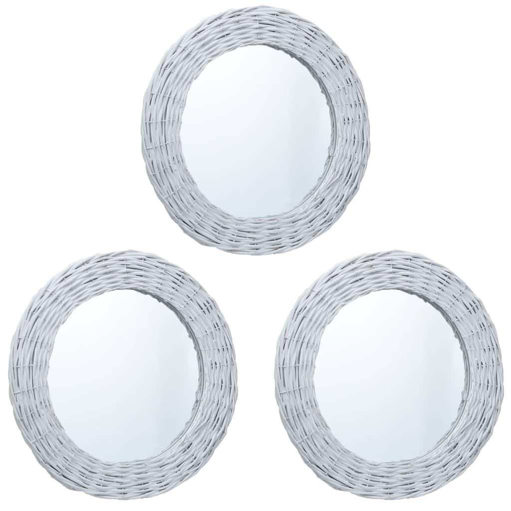 Spejle 3 stk. 15 cm flet hvid