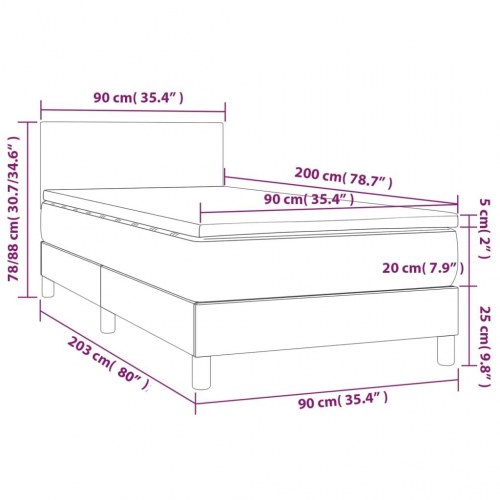 Kontinentalseng med madras 90×200 cm - stof, lysegrå